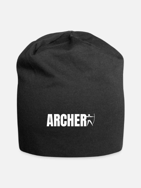 Archer Typography Archery Shooting Long Bow - Jersey Beanie - black