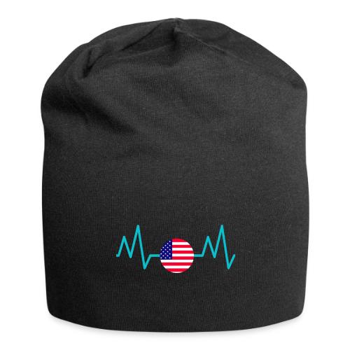 Heartbeat USA Flag – Patriotic American Pride Tee - Jersey Beanie