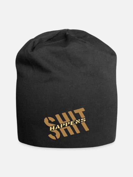 humor motto shit happens - Jersey Beanie - black - Front