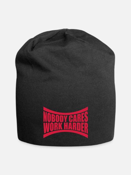 nobody cares work harder - Jersey Beanie - black