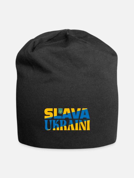 Slava Ukraini Glory To Ukraine Tryzub - Jersey Beanie - black - Front