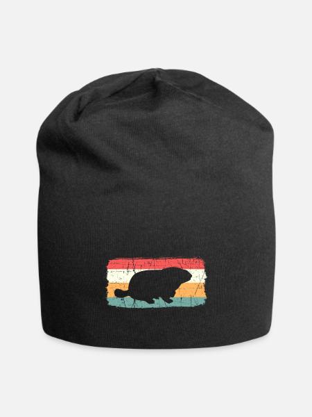 Vintage Groundhog Spring Animal Woodchuck Gift - Jersey Beanie - black