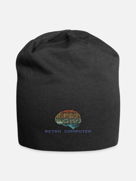 Retro Computer Vintage Colored Brain - Jersey Beanie - black - Front