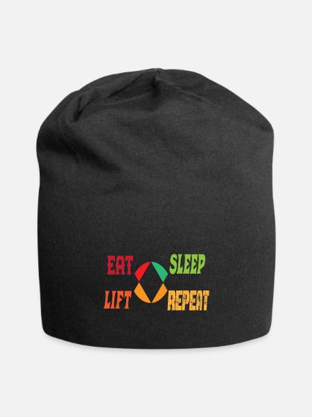 Eat Sleep Lift Repeat – Gym Motivation T-Shirt - Jersey Beanie - black