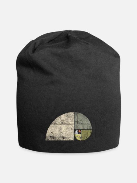 Distressed Fibonacci Spiral - Jersey Beanie - black