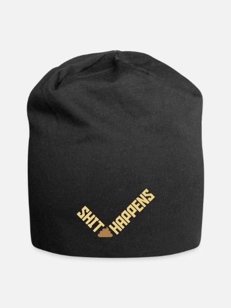 Shit happens humor quote - Jersey Beanie - black - Front