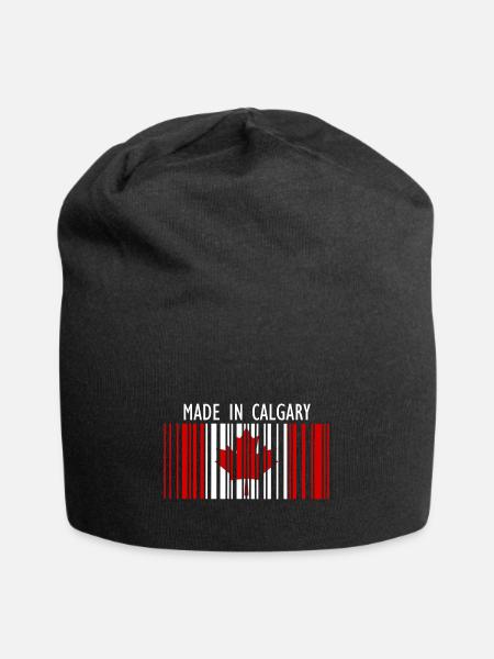 Made In Calgary Barcode Canada Flag for Canadian P - Jersey Beanie - black - Front