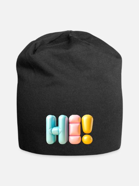Hi! - Balloon Letters - Jersey Beanie - black