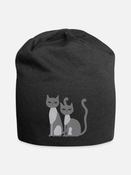 Two Gray Cats - Jersey Beanie - black - Front