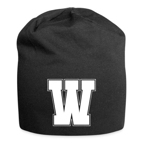 White Letter W – Varsity Alphabet Monogram - Jersey Beanie