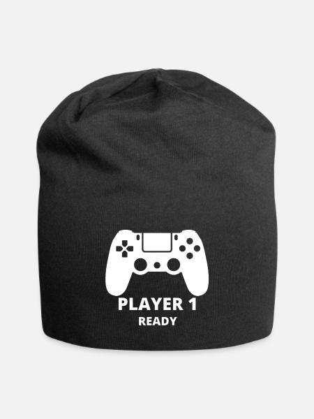 Player 1 shirt kids Player 1 toddler Video Gamers - Jersey Beanie - black - Front