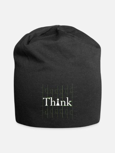 Think Chess Board Funny Chess Game T Shirt - Jersey Beanie - black - Front