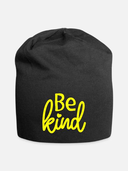 Be Kind Handlettered Script - Jersey Beanie - black - Front