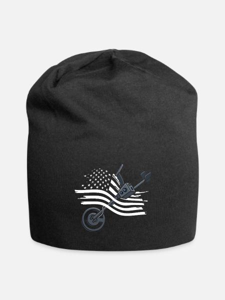 Metal Detecting American Flag USA - Jersey Beanie - black - Front