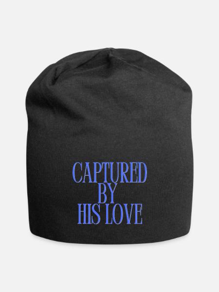 Divine Grace Captured By His Love Serif Typography - Jersey Beanie - black - Front