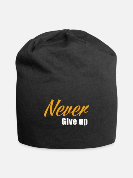 Never Give Up - Jersey Beanie - black - Front
