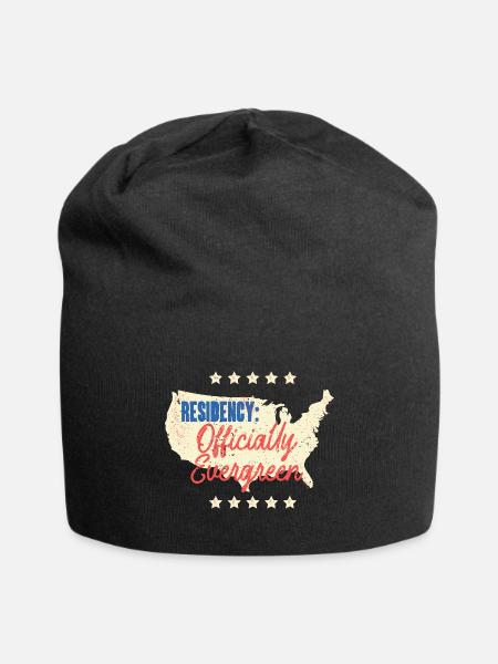 Green Card Residency Officially Evergreen - Jersey Beanie - black - Front