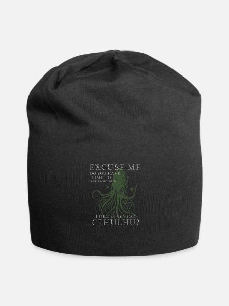 Lord & Savior Cthulhu Funny Lovecraft Vintage - Jersey Beanie - black - Front