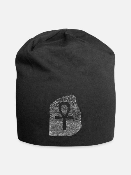 Rosetta Stone Ankh Life Key Shape - Jersey Beanie - black
