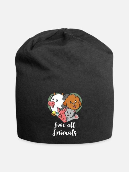 Love All Animals - Jersey Beanie - black