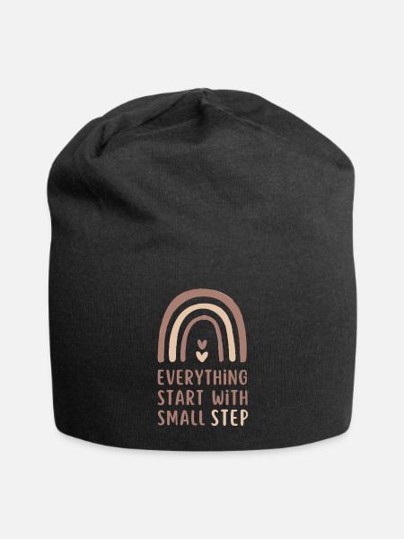 Everything Start With Small Step - Jersey Beanie - black - Front