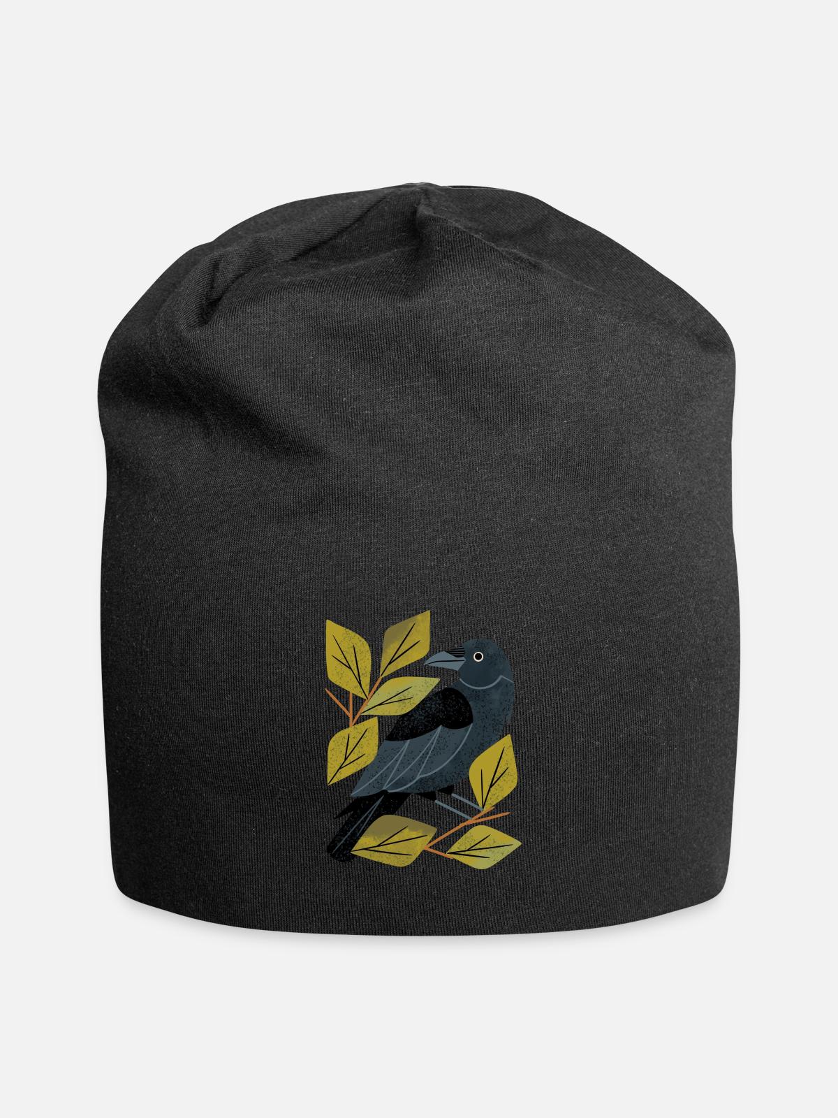 Perching Raven - Jersey Beanie - black - Front