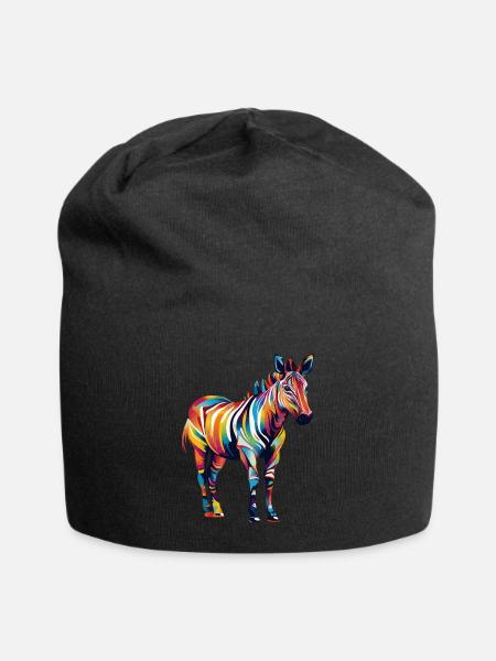 Colorful okapi paint blobs paint splashes - Jersey Beanie - black - Front