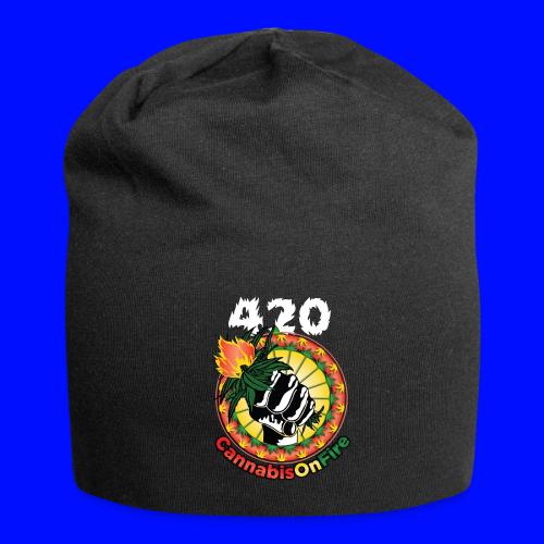 Whimsical 420 OnFire Time Weed Marijuana Design - Jersey Beanie