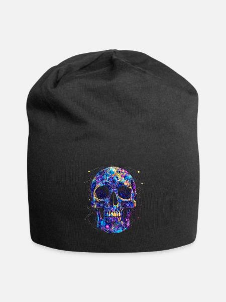 Futuristic Geometric Skull | by Asarteon - Jersey Beanie - black - Front