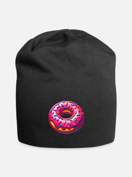 Vibrant Donut Delight - Jersey Beanie - black