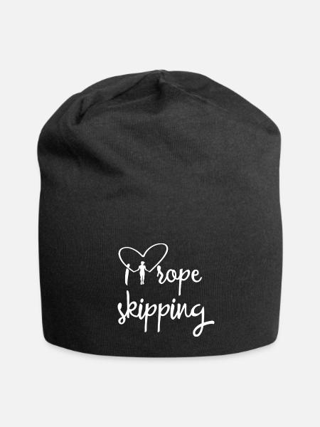 I love Rope Skipping Design Heart for Rope Jumpers - Jersey Beanie - black - Front