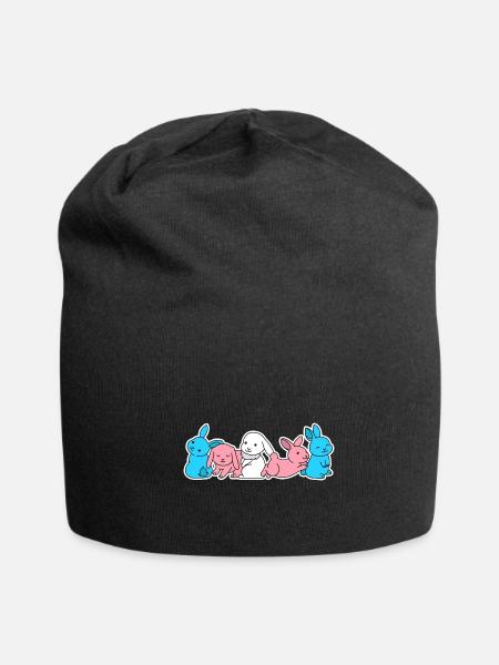 Trans Flag Bunny Design for proud Trans People - Jersey Beanie - black - Front