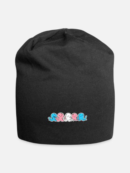 Trans Flag Octopus Design for proud Trans People - Jersey Beanie - black - Front