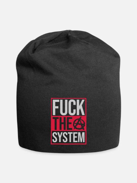 quote fuck the system - Jersey Beanie - black - Front
