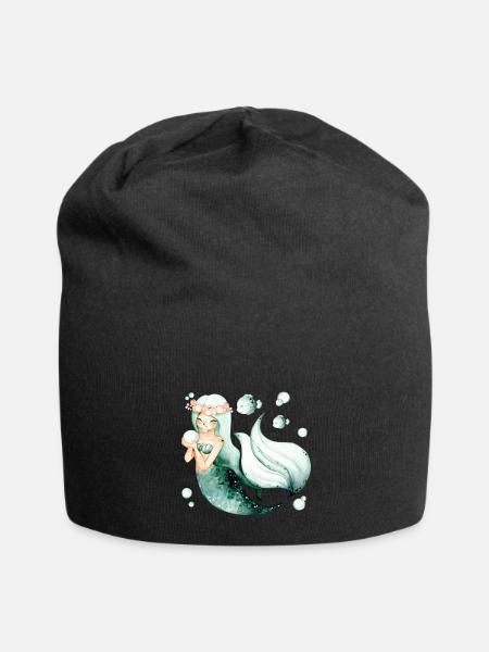 green mermaid - Jersey Beanie - black - Front
