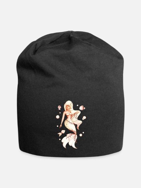 beige mermaid - Jersey Beanie - black - Front