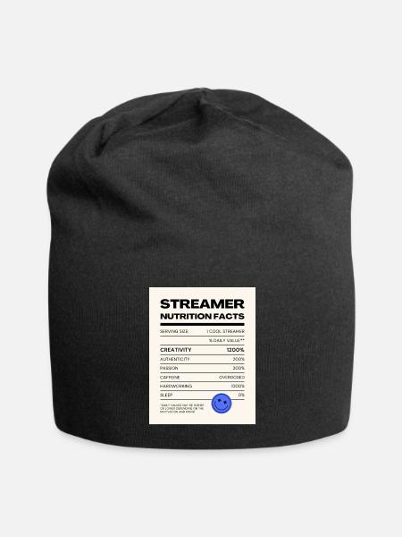 Streamer Nutrition Facts - Jersey Beanie - black - Front