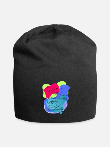 3 Face Abstract Blob - Jersey Beanie - black - Front
