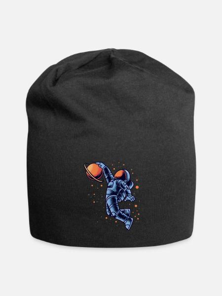 Space Travel Spaceman Astronaut Planets Balloons - Jersey Beanie - black - Front