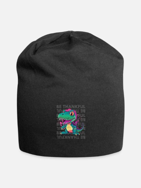 Supportive Troodon-Dinosaur: Supportive and Encour - Jersey Beanie - black - Front