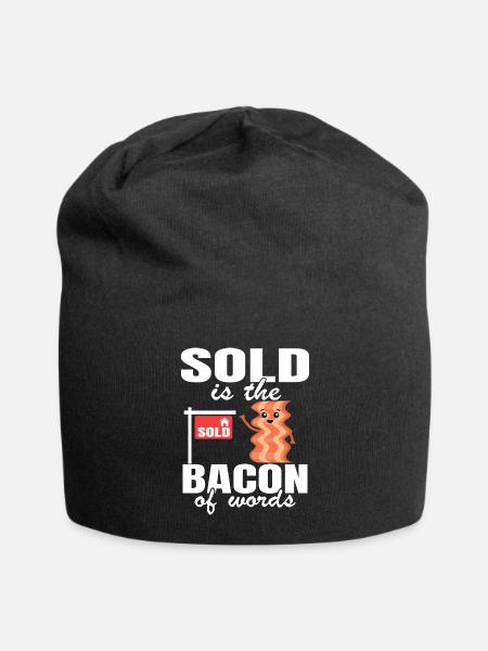Sold Is The Bacon Of Words Funny Real Estate Agent - Jersey Beanie - black