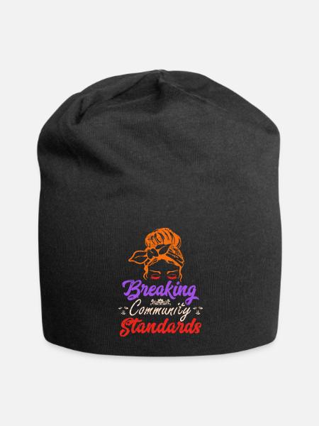 Breaking Community Standards With Messy Bun Humor - Jersey Beanie - black