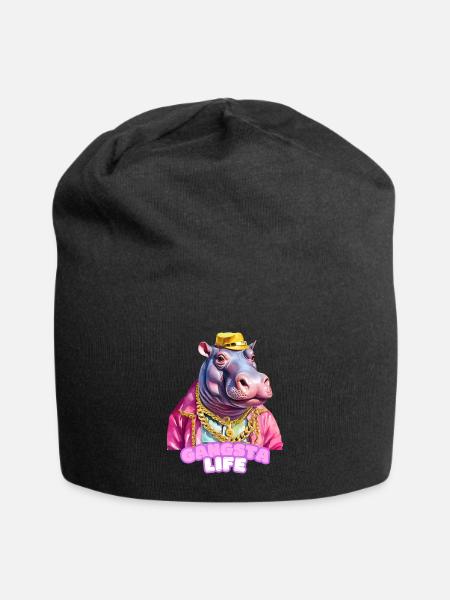 Gangsta Life Hippo - Jersey Beanie - black