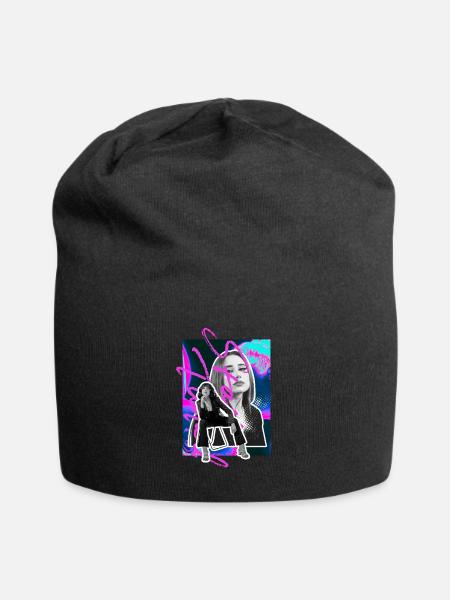 Retro Vibe Portrait Tee - Jersey Beanie - black - Front