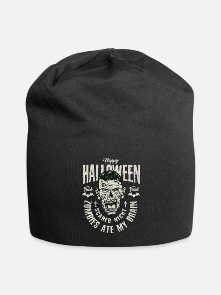 Zombie Skull Halloween Fright - Jersey Beanie - black