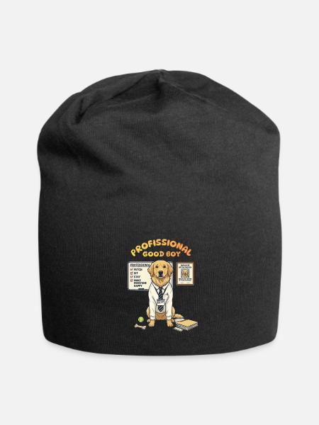 Professional Good Boy Golden Retriever - Jersey Beanie - black - Front