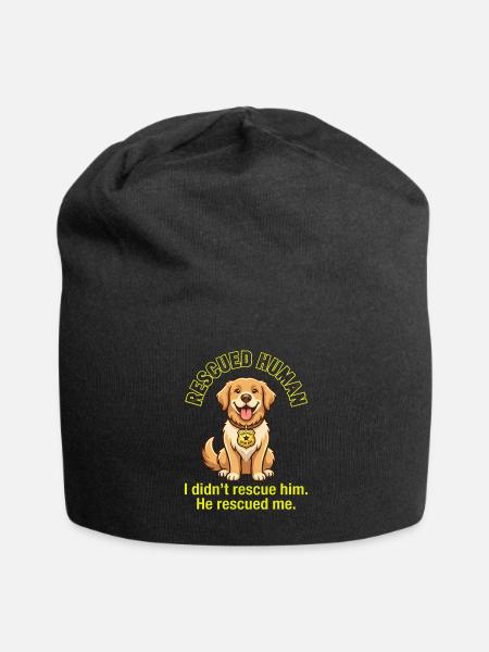 Rescued Human, He Rescued Me Dog Tee - Jersey Beanie - black - Front