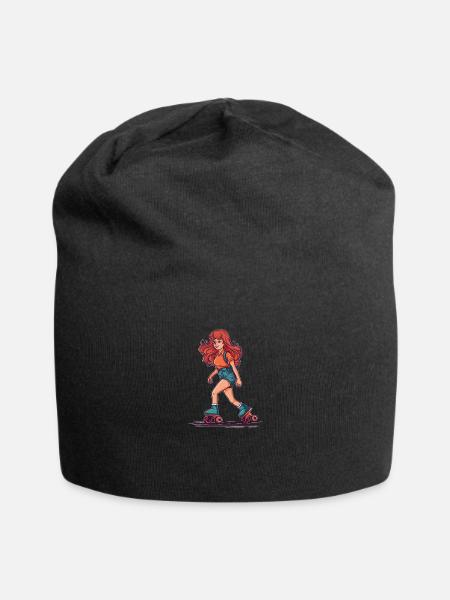 Roller Skating Roller Skate Girl - Jersey Beanie - black - Front