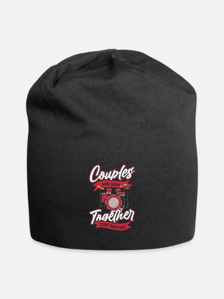 Drumming Drummer Couple - Jersey Beanie - black - Front