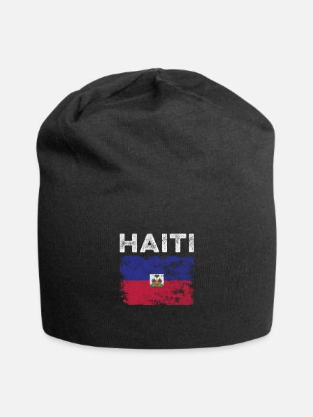 Haiti Flag Distressed - Haitian Flag - Jersey Beanie - black - Front